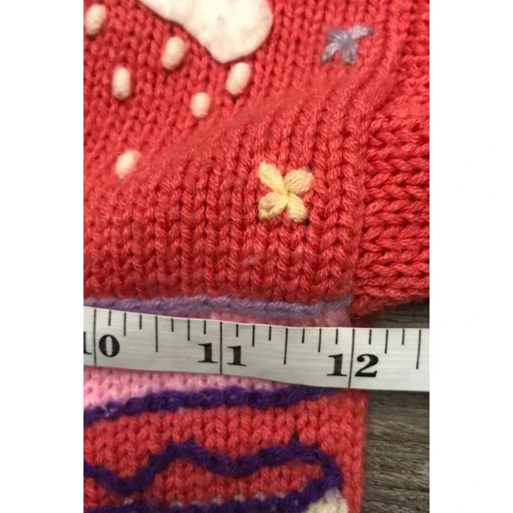 Peruvian Sweater Hoodie Girls 3-4 Pink Alpaca Chickens Birds Sun Flowers *hole